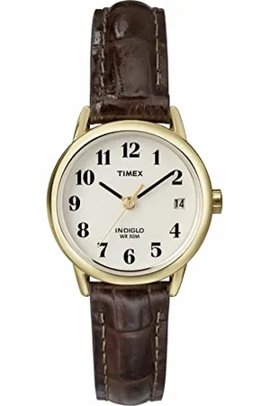 Timex Femme - T20071D7 - Easy Reader - Quartz Analogique - Blanc - Marron - Cuir