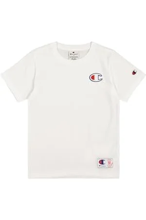 Champion Legacy Retro Sport B (306853) - T-shirt SS Crewneck, Blanc (WHT), 3-4 ans (XXS) Enfant FW24