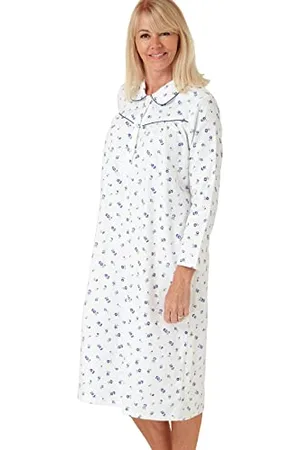 Marlon Womens Candace Brushed Cotton Printed Peter Pan Collar Nightgown Chemise de Nuit, , 48-50 Femme