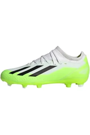 adidas X Crazyfast.3 Firm Ground Boots Chaussures de Football, Cloud White/Core Black/Lucid Lemon, 28 EU