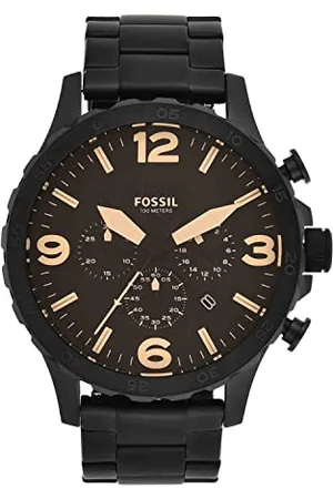 Fossil Nate Montre Pour Homme, Mouvement Chronographe à Quartz, Bracelet en Acier Inoxydable ou en Cuir, , 50mm