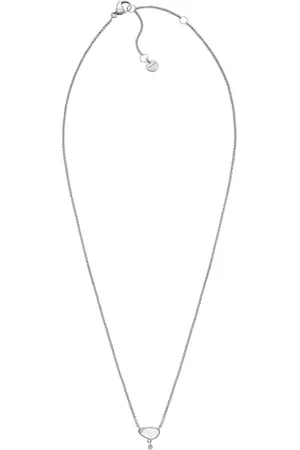 Skagen Collier pour femmes Collier à chaîne en verre blanc, longueur : 406mm+51mm, largeur : 9.3mm, hauteur : 9.4mm, SKJ1712040