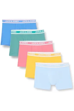 JACK & JONES Jacconnor Solid Trunks 5 Pack Caleçon Boxeur, Palace Blue/Pack : Bottle Green-Rapture Rose-Gold Fusion-Dutch Canal, XL Homme