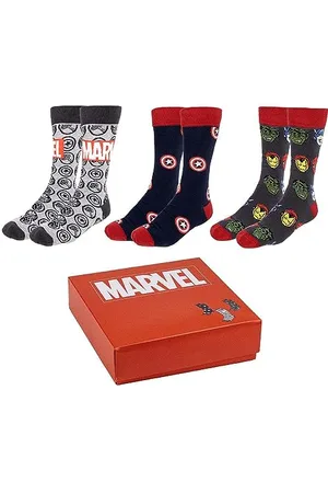 Disney MARVEL Lot de Chaussettes Multicolores - 3 Paires - Taille 35 à 41 - Chaussettes Longues en Coton, Polyamide et Elasthanne - Produit Original Conçu en Espagne