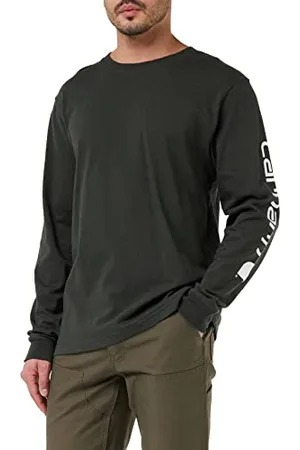Carhartt Homme Signature Sleeve Logo Long-sleeve T-shirt T shirt, Vert (Peat), XXL EU