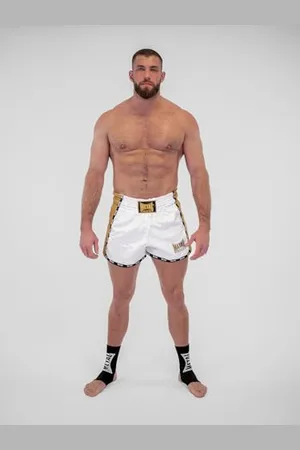 Metal Boxe Short Thaï Kickboxing Extrem Blanc/Gold M