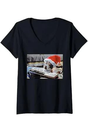 Gremlins Mogwai Chapeau de Noël T-Shirt avec Col en V