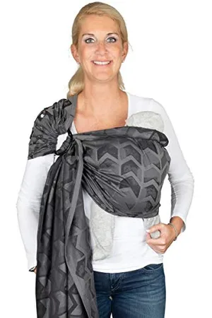 Hoppediz Ring-Sling, Porte-bébé pour les Nouveau-nés et Bébés, Écharpe de portage avec deux anneaux en aluminium, 0-36 mois, 3-20 kg