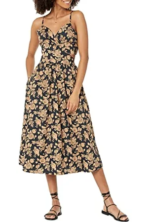 THE DROP Makenna Strappy Cross Front Smocked Back Midi Dress Robes, , XL