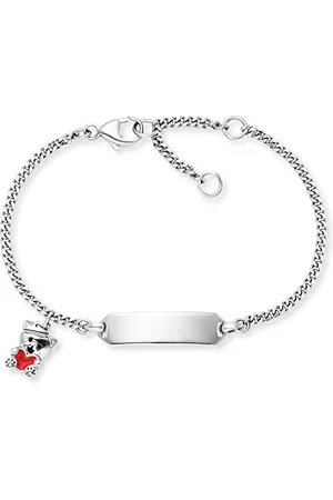 HERZENGEL Bracelet pour fille en argent sterling et pendentif - Avec plaque de gravure - Fermoir mousqueton - Longueur réglable - Sans nickel, 12 centimeters, Argent sterling émail, Pas de gemme