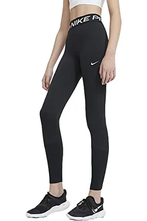 Nike Pro Leggings Fille, Noir Blanc, X-Small (122-128CM)