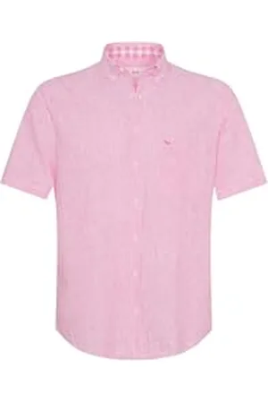 Brax Style Dan S Cotton Linen Slub Chemise à Manches Courtes Bouton Bas, , XXL Homme