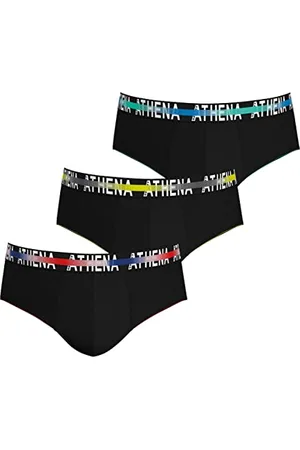 ATHENA Lot de 3 Slips Homme Endurance 24h-Coton Stretch-Coupe Sport, Triple Couture, Doublure à l’Avant-Oeko-TEX, , 3XL