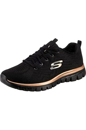 Skechers Femme Graceful Get Connected Basket, Black Rose Gold, 39 EU