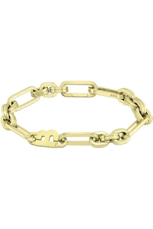 HUGO BOSS Jewelry Bracelet en Chaîne pour Femme Collection HAILEY en Or Jaune avec un Charm en Forme de B - 1580324