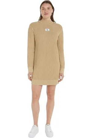Calvin Klein Jeans Washed MONOLOGO Sweater Dress J20J222878 Robes en Tricot, , L Femme