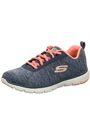 Skechers Femme Flex Appeal 3.0-Insiders Baskets, Navy Mesh/Coral Trim, 35 EU