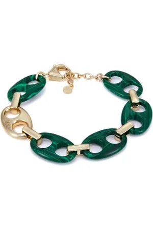 Emporio Armani EGS3146710 Bracelet à maillons reconstitués pour femme Malachite , Eine Grösse, Laiton, Pas de gemme