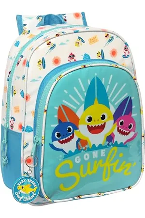 Safta BABY SHARK SURFING Sac à dos scolaire pour enfants animés, sac à dos, sac à dos pour enfants, adaptable à la voiture, idéal pour les enfants d