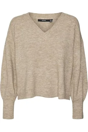 VERO MODA Vmjupiter Ls V-Neck Pull BF Tricot, , L Femme