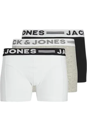JACK & JONES Junior Sense Trunks 3-Pack Noos Jr Short, Gris (Light Grey Mélange Black/White), 176 (Lot de 3) Garçon