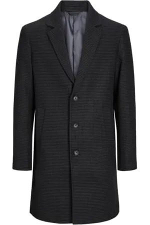 JACK & JONES Jjeharrison Wool Coat Sn Manteau en Laine, Mélange de Gris foncé/Motif : Pull à Capuche, L Homme