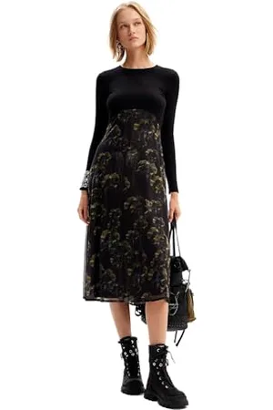 Desigual Robe en Tricot à Manches Longues pour Femme, , XX-Large