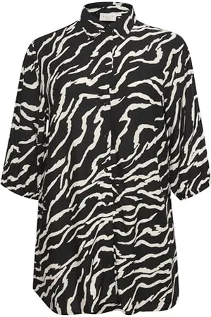 Kaffe Women Shirt 3/4 Sleeve Above Knee Length Plus Size