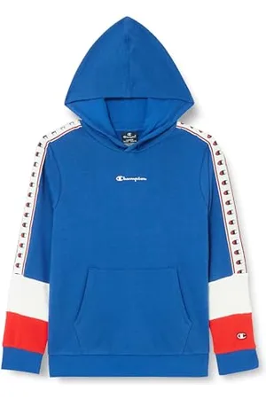 Champion Legacy Retro Sport B – Spring Terry Sweatshirt à Capuche, Bleu électrique/Blanc/Rouge, 9-10 Ans Enfants et Adolescents