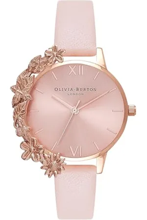 Olivia Burton Montre Analogique à Quartz pour Femme Collection Case Cuffs avec Bracelet en Cuir Rosé - OB16CB11