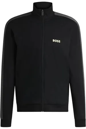 HUGO BOSS Hommes Tracksuit Jacket Veste zippée en Coton mélangé avec Logo imprimé en Transfert