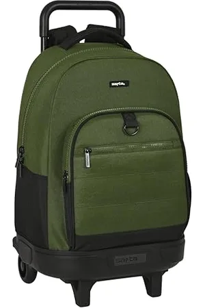Safta Dark Forest - Grand sac à dos à roulettes, compact, amovible, idéal pour les enfants de différents âges, confortable et polyvalent, qualité et résistance, 33 x 22 x 45 cm, , Vert