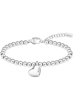 HUGO BOSS Jewelry Bracelet en Perles pour Femme Collection HONEY HEART BEADS en Acier Inoxydable avec un Charm en Forme de Cœur - 1580642