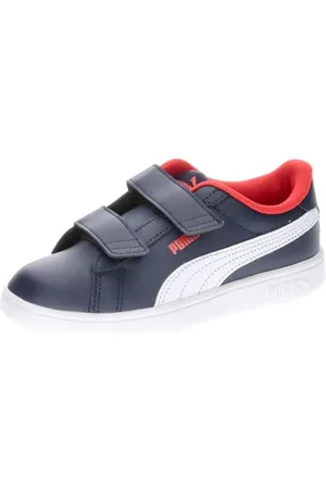 PUMA Smash 3.0 L V PS, Basket Mixte Enfant, Navy White For All Time Red, 34 EU