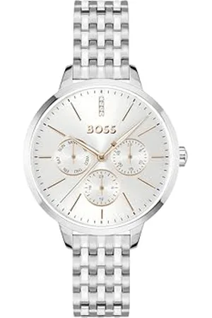 HUGO BOSS Montre Analogique Multifunction à Quartz pour Femme Collection Symphony avec Bracelet en Acier Inoxydable ou en Cuir