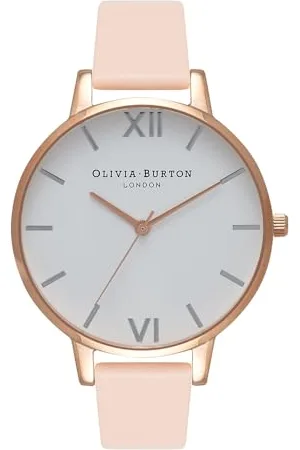 Olivia Burton Montre Analogique à Quartz pour Femme Collection White DIAL avec Bracelet en Cuir Beige - OB16BDW21