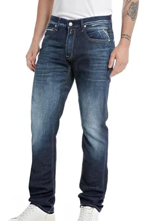 Replay Herren Jeans Grover Straight-Fit Bio, Bleu foncé 007-2 (Blau), 27W / 30L