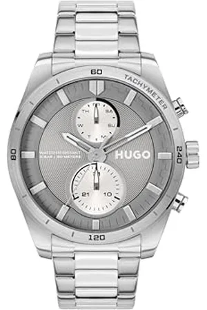 HUGO BOSS Montre Analogique Multifunction à Quartz pour Homme Collection #Fast avec Bracelet en Acier Inoxydable Argenté - 1530372