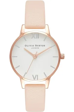 Olivia Burton Montre Analogique à Quartz pour Femme Collection White DIAL avec Bracelet en Cuir Rosé - OB16MDW21