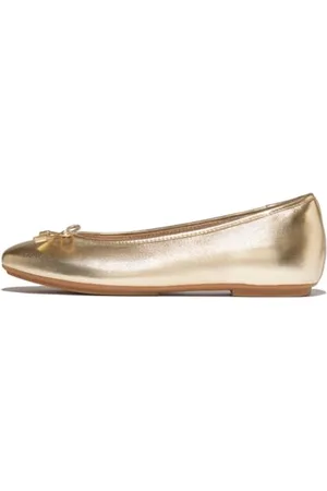 FitFlop Femme Delicato Bow Soft Metallic-Leather Ballet Flats Ballerines, , 42 EU Étroit