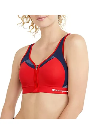 Champion Fermeture éclair avec contrôle du Mouvement Soutien-Gorge de Sport, Rouge Vif, 105D Femme