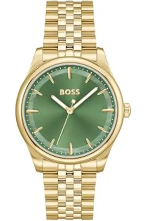 HUGO BOSS Montre à Mouvement à Quartz Trois Aiguilles pour Femme Collection Graceful avec Bracelet en Acier Inoxydable de Couleur Dorée - 1502780