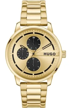 HUGO BOSS Montre Analogique Multifunction à Quartz pour Homme Collection #Stamp Multi avec Bracelet en Acier Inoxydable doré - 1530385