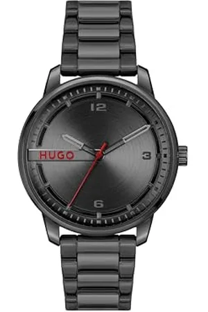 HUGO BOSS Montre à Mouvement à Quartz Trois Aiguilles pour Homme Collection #Stamp avec Bracelet en Acier Inoxydable Noir - 1530365