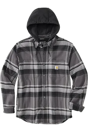 Carhartt Herren Übergangsjacke Flannel Sherpa-Lined Hooded, Farbe:Black, Größe:2XL T-Shirt, , XXL Hommes
