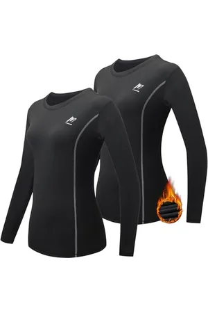 MEETWEE Tee Shirt Thermique Femme, Manche Longue Maillot de Compression Base Layer sous-Vêtements Thermique pour Sports Ski Running