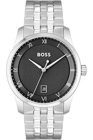 HUGO BOSS Montre à Mouvement à Quartz Trois Aiguilles pour Homme Collection Principle avec Bracelet en Acier Inoxydable Argenté - 1514123