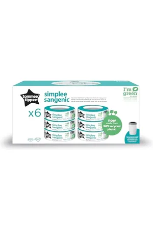tommee tippee Recharges de Poubelle à Couches Simplee, Protection Anti-Odeur et Anti-Germe, Lot de 6