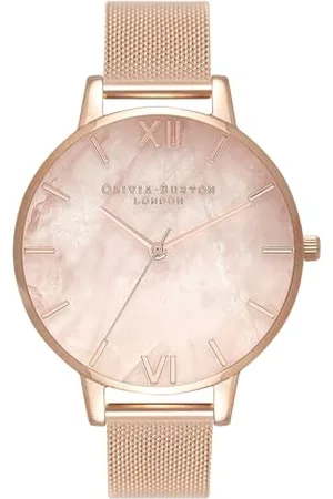 Olivia Burton Montre Analogique à Quartz pour Femme Collection Classics (Semi Precious) avec Bracelet Milanais en Acier Inoxydable Couleur Or Rose - OB16SP01