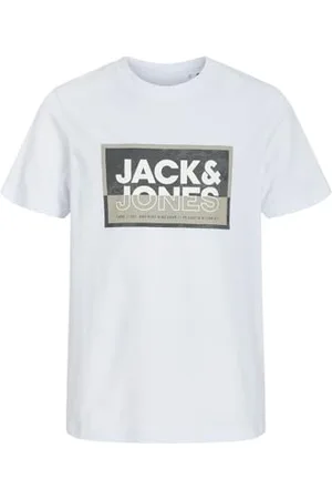 JACK & JONES Jcologan T-Shirt SS Crew Neck Ss24 JNR, Blanc, 12 Ans Hommes